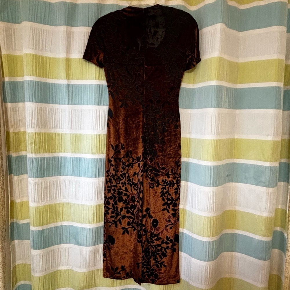 Vintage Joseph Ribkoff Crushed Velvet Floral Dress Sz 6 - Picture 6 of 10